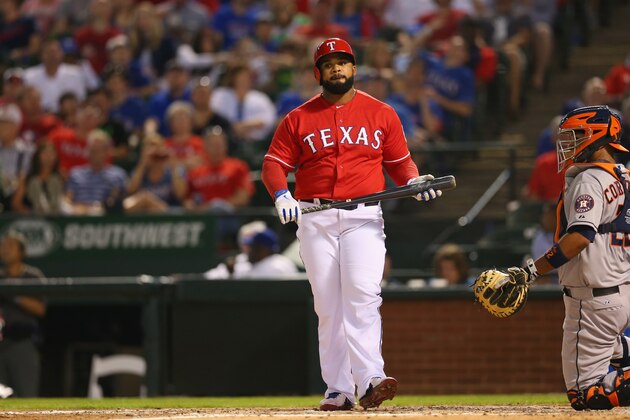 ARLINGTON, TX - APRIL 12:  Prince Fielder #84 of the Texas Rangers at Globe Life Park in Arlington on April 12, 2014 in Arlington, Texas.  (Photo by Ronald Martinez/Getty Images)