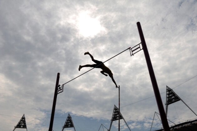 LONDON, ENGLAND - JULY 27: Renaud Lavillenie of France competes in the Men's Pole Vault during day two of the Sainsbury's Anniversary Games - IAAF Diamond League 2013 at The Queen Elizabeth Olympic Park on July 27, 2013 in London, England.  (Photo by Jamie McDonald/Getty Images)