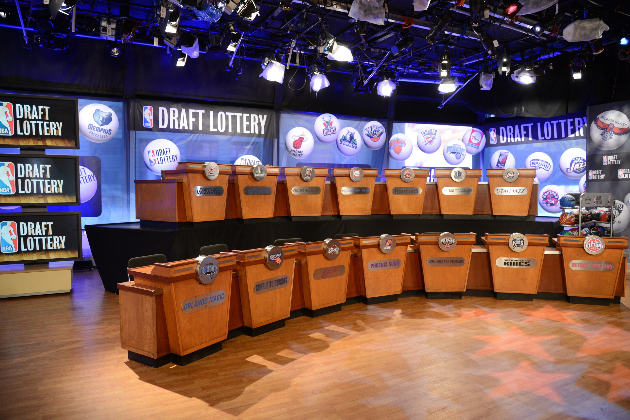 NEW YORK, NY - MAY 21: A general overall view of the 2013 NBA Draft Lottery on May 21, 2013 at the ABC News' 'Good Morning America' Times Square Studio in New York City. NOTE TO USER: User expressly acknowledges and agrees that, by downloading and/or using this photograph, user is consenting to the terms and conditions of the Getty Images License Agreement. Mandatory Copyright Notice: Copyright 2013 NBAE (Photo by Jennifer Pottheiser/NBAE via Getty Images) NEW YORK, NY - MAY 21: A general overall view of the 2013 NBA Draft Lottery on May 21, 2013 at the ABC News' 'Good Morning America' Times Square Studio in New York City. NOTE TO USER: User expressly acknowledges and agrees that, by downloading and/or using this photograph, user is consenting to the terms and conditions of the Getty Images License Agreement. Mandatory Copyright Notice: Copyright 2013 NBAE (Photo by Jennifer Pottheiser/NBAE via Getty Images)