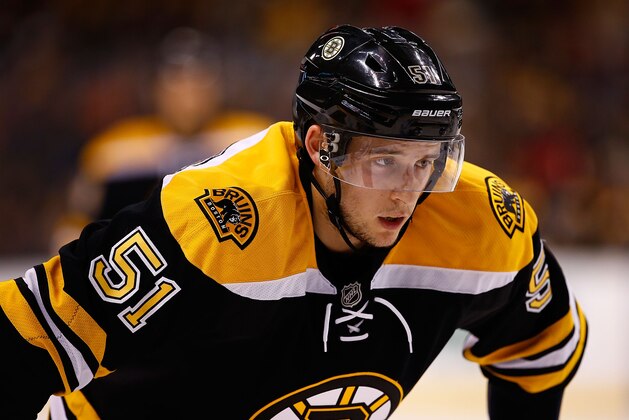BOSTON, MA - SEPTEMBER 23: Ryan Spooner #51 of the Boston Bruins plays against the Washington Capitals during the game on September 23, 2013 at TD Garden in Boston, Massachusetts. (Photo by Jared Wickerham/Getty Images)