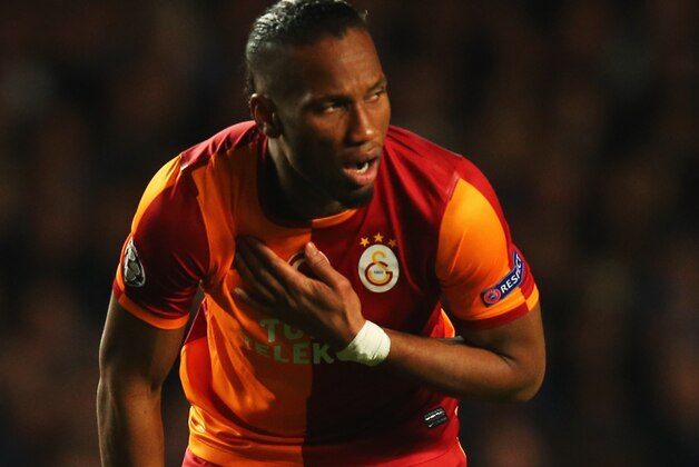 LONDON, ENGLAND - MARCH 18:  Didier Drogba of Galatasaray holds his chest during the UEFA Champions League Round of 16 second leg match between Chelsea and Galatasaray AS at Stamford Bridge on March 18, 2014 in London, England.  (Photo by Clive Rose/Getty Images)