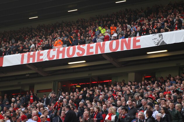 MANCHESTER, ENGLAND - MARCH 29:  General View of a David Moyes banner during the Barclays Premier League match between Manchester United and Aston Villa at Old Trafford on March 29, 2014 in Manchester, England.  (Photo by Alex Livesey/Getty Images)