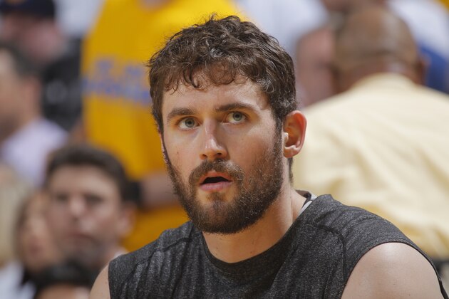 OAKLAND, CA - APRIL 14: Kevin Love #42 of the Minnesota Timberwolves during a game against the Golden State Warriors on April 14, 2014 at Oracle Arena in Oakland, California. NOTE TO USER: User expressly acknowledges and agrees that, by downloading and or using this photograph, user is consenting to the terms and conditions of Getty Images License Agreement. Mandatory Copyright Notice: Copyright 2014 NBAE (Photo by Rocky Widner/NBAE via Getty Images)