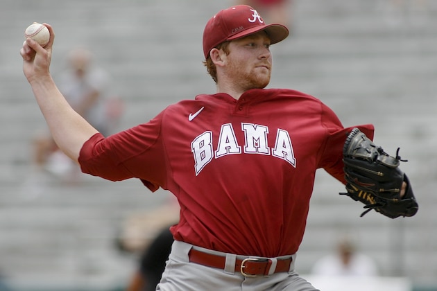 Alabama pitcher Spencer Turnbull throws in the second inning of an NCAA college baseball tournament regional game against Troy, Sunday, June 2, 2013, in Tallahassee, Fla. (AP Photo/Phil Sears)