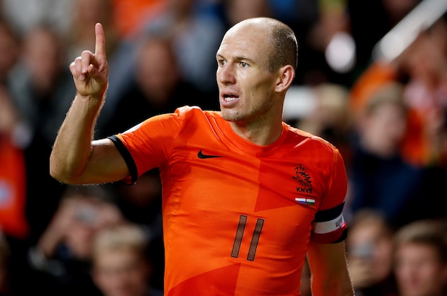 AMSTERDAM, NETHERLANDS - OCTOBER 11:  Arjen Robben of Holland during the FIFA 2014 World Cup Qualifing match between Holland and Hungary at Amsterdam Arena on October 11, 2013 in Amsterdam, Netherlands.  (Photo by Scott Heavey/Getty Images)