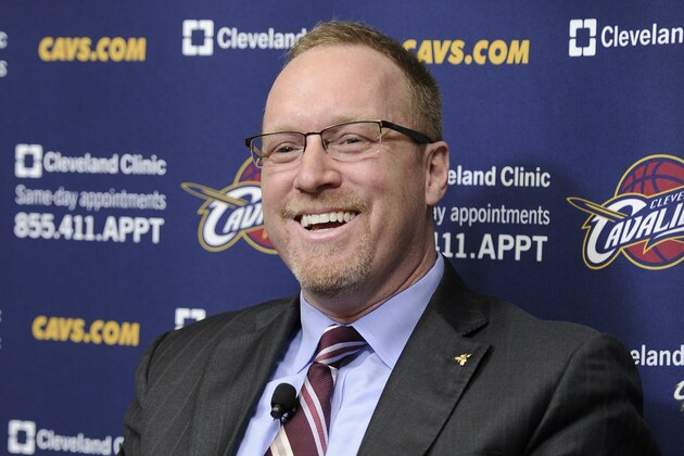 INDEPENDENCE, OH - MAY 13:  David Griffin is named General Manager of the Cleveland Cavaliers at a press conference at The Cleveland Clinic Courts on May 13, 2014 in Independence, Ohio. NOTE TO USER: User expressly acknowledges and agrees that, by downloading and/or using this Photograph, user is consenting to the terms and conditions of the Getty Images License Agreement. Mandatory Copyright Notice: Copyright 2014 NBAE (Photo by David Liam Kyle/NBAE via Getty Images)