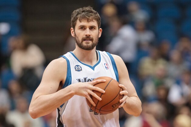 Apr 8, 2014; Minneapolis, MN, USA; Minnesota Timberwolves forward Kevin Love (42) grabs the ball pre game at Target Center. Mandatory Credit: Brad Rempel-USA TODAY Sports