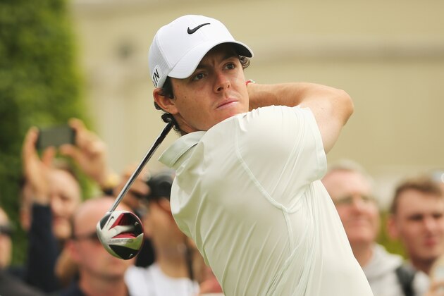 VIRGINIA WATER, ENGLAND - MAY 21:  Rory McIlroy of Northern Ireland tees off on the 1st hole during the Pro-Am ahead of the BMW PGA Championship at Wentworth on May 21, 2014 in Virginia Water, England.  (Photo by Ian Walton/Getty Images)