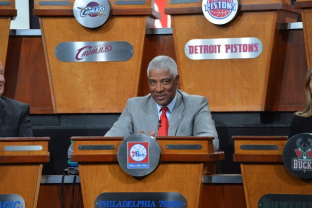 NEW YORK - MAY 20: NBA Legend Julius Erving of the Philadelphia 76ers during the 2014 NBA Draft Lottery on May 20, 2014 at the ABC News' 'Good Morning America' Times Square Studio in New York City.  NOTE TO USER: User expressly acknowledges and agrees that, by downloading and/or using this photograph, user is consenting to the terms and conditions of the Getty Images License Agreement. Mandatory Copyright Notice: Copyright 2014 NBAE (Photo by Jesse D. Garrabrant/NBAE via Getty Images)