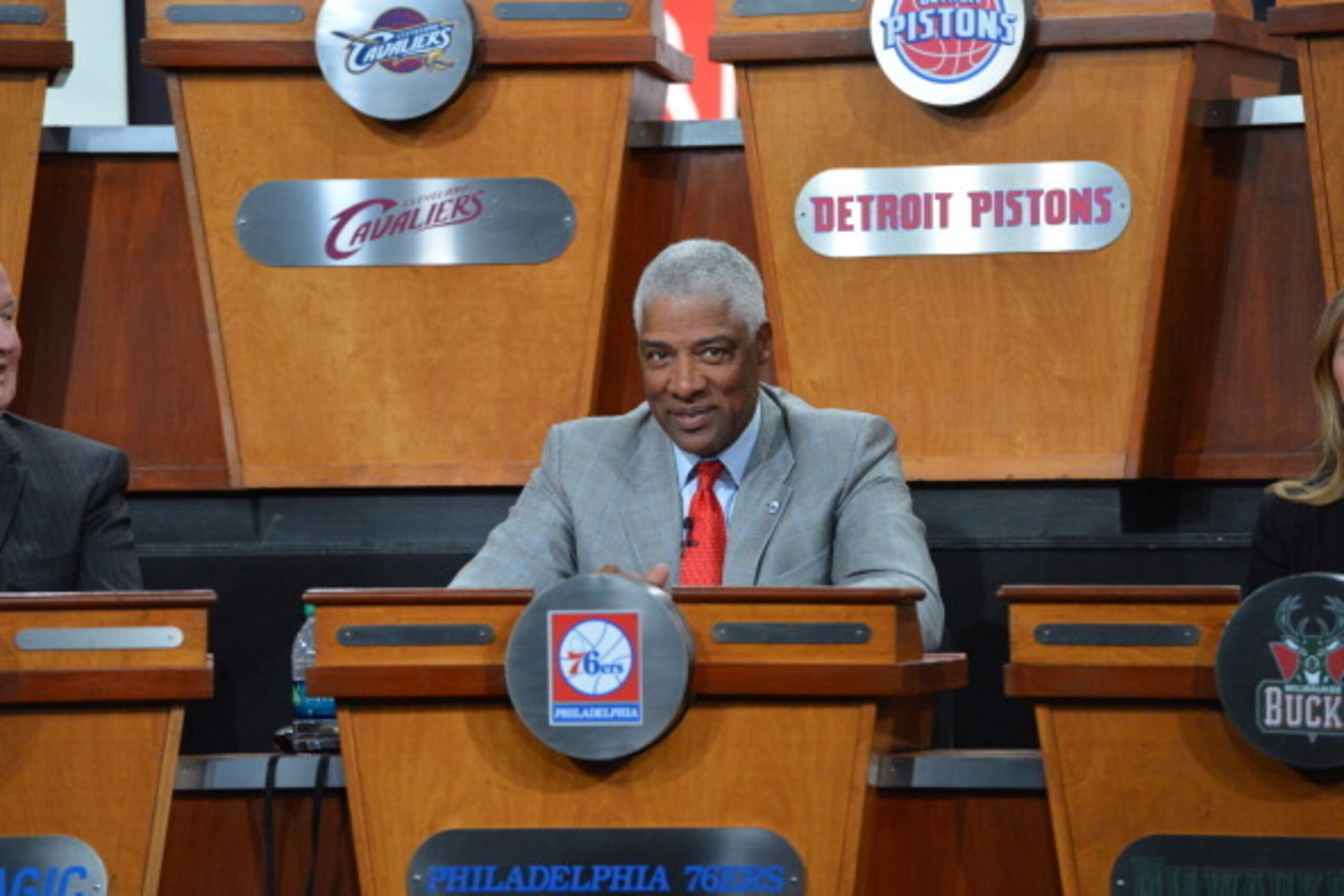 NEW YORK - MAY 20: NBA Legend Julius Erving of the Philadelphia 76ers during the 2014 NBA Draft Lottery on May 20, 2014 at the ABC News' 'Good Morning America' Times Square Studio in New York City. NOTE TO USER: User expressly acknowledges and agrees that, by downloading and/or using this photograph, user is consenting to the terms and conditions of the Getty Images License Agreement. Mandatory Copyright Notice: Copyright 2014 NBAE (Photo by Jesse D. Garrabrant/NBAE via Getty Images) NEW YORK - MAY 20: NBA Legend Julius Erving of the Philadelphia 76ers during the 2014 NBA Draft Lottery on May 20, 2014 at the ABC News' 'Good Morning America' Times Square Studio in New York City. NOTE TO USER: User expressly acknowledges and agrees that, by downloading and/or using this photograph, user is consenting to the terms and conditions of the Getty Images License Agreement. Mandatory Copyright Notice: Copyright 2014 NBAE (Photo by Jesse D. Garrabrant/NBAE via Getty Images)