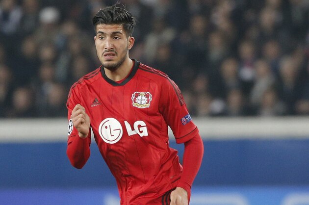 Leverkusen's Emre Can runs during the Champions League round of 16 second leg soccer match between Paris Saint Germain and Bayer Leverkusen at the Parc des Princes stadium in Paris, Wednesday, March 12, 2014. (AP Photo/Christophe Ena)