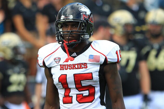 Sep 28, 2013; West Lafayette, IN, USA;  Northern Illinois Huskies safety Jimmie Ward (15) during the game against the Purdue Boilermakers at Ross Ade Stadium. Northern Illinois Huskies won 55-24. Mandatory Credit: Pat Lovell-USA TODAY Sports