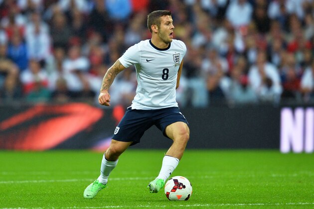 LONDON, ENGLAND - AUGUST 14:  Jack Wilshere of England controls the ball during the International Friendly match between England and Scotland at Wembley Stadium on August 14, 2013 in London, England.  (Photo by Mike Hewitt/Getty Images)