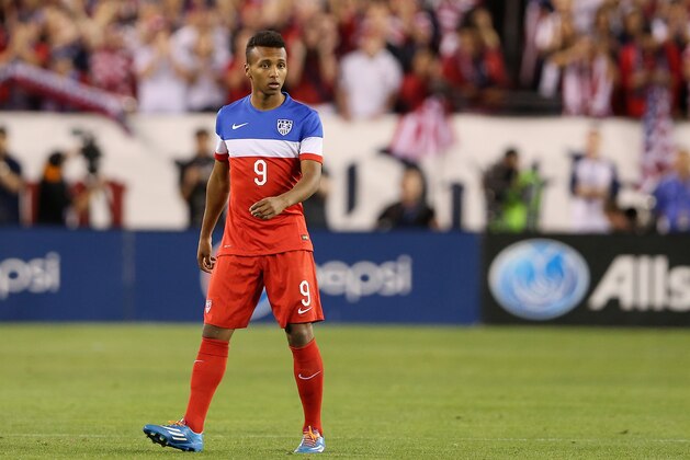 GLENDALE, AZ - APRIL 02:  Julian Green #9 of USA during the International Friendly against Mexico at University of Phoenix Stadium on April 2, 2014 in Glendale, Arizona. Mexico and USA played to a 2-2 tie.  (Photo by Christian Petersen/Getty Images)