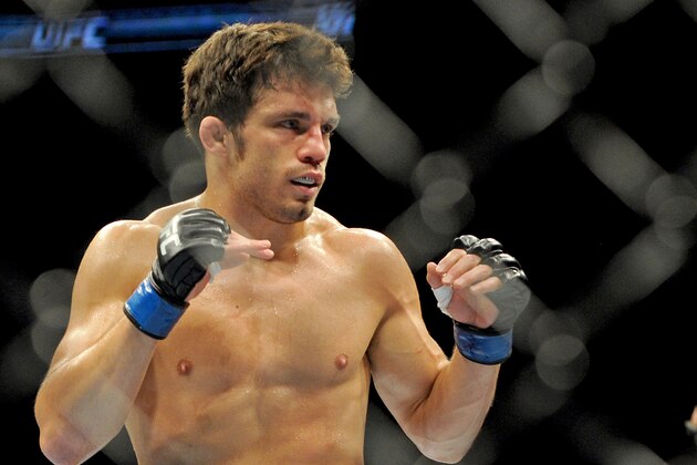 Jul 27, 2013; Seattle, WA, USA;  Jake Ellenberger during his welterweight bout against Rory MacDonald (not pictured) at Key Arena. MacDonald won. Mandatory Credit: Jayne Kamin-Oncea-USA TODAY Sports