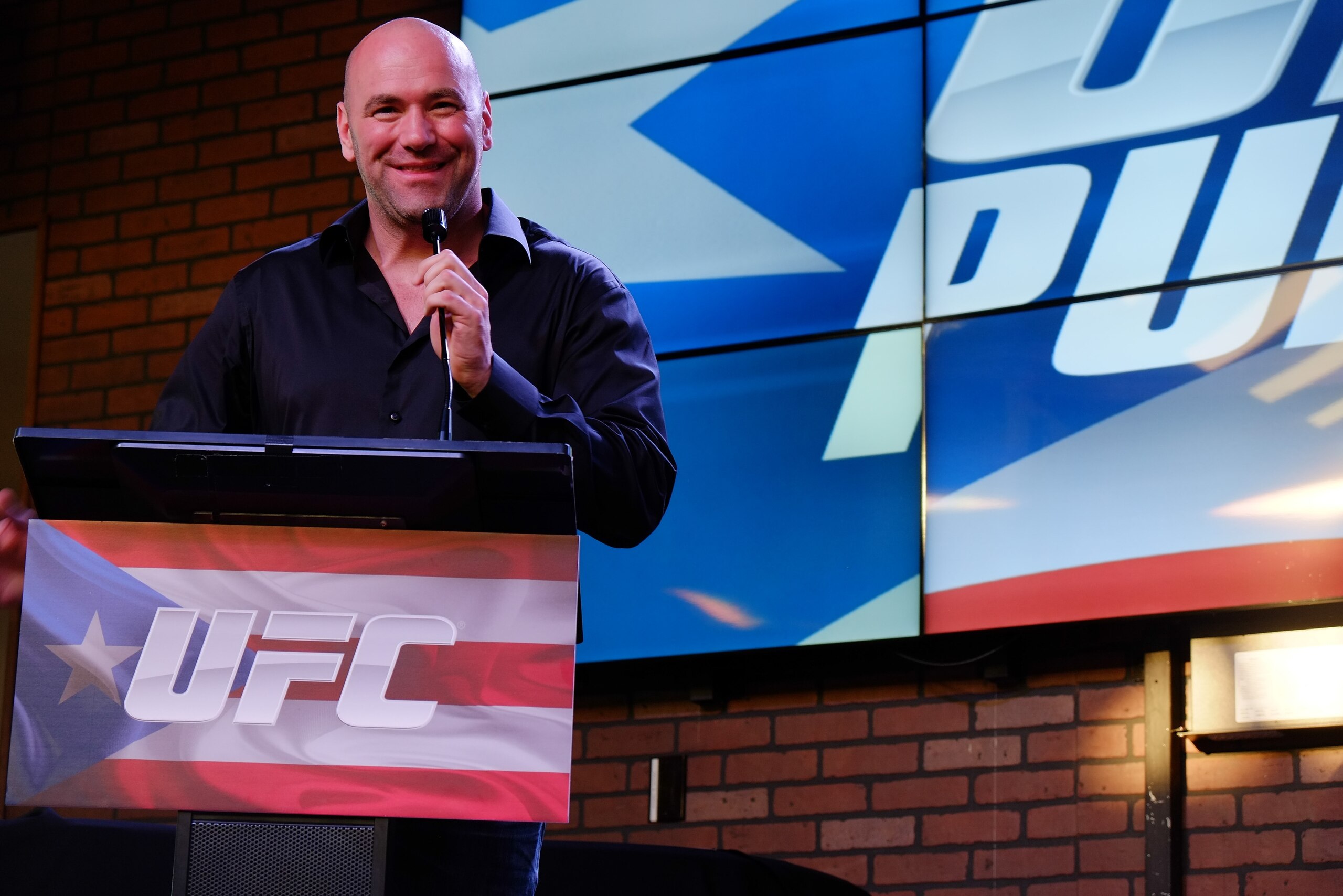 SAN JUAN, PUERTO RICO - MARCH 26: Dana White, President and CEO of the UFC, addresses the audience during a press conference in San Juan Puerto Rico to promote the sport on the island on March 26, 2014 in San Juan, Puerto Rico. (Photo by Angel Valentin/Getty Images)