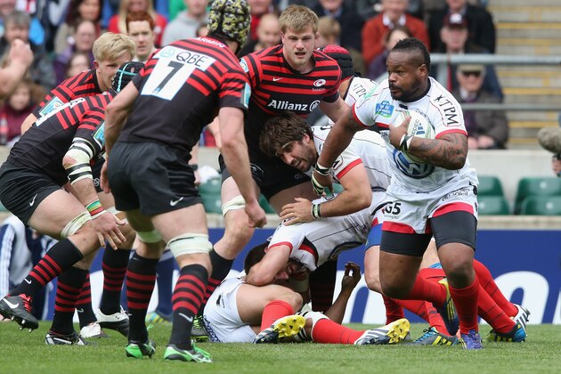 LONDON, ENGLAND - APRIL 28:  Mathieu Bastareaud of Toulon runs with the ball during the Heineken Cup semi final match between Saracens and Toulon at Twickenham Stadium on April 28, 2013 in London, United Kingdom.  (Photo by David Rogers/Getty Images)
