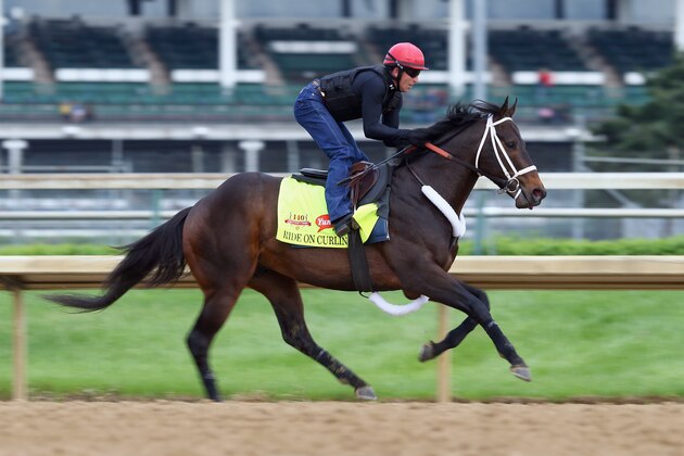 LOUISVILLE, KY - APRIL 30:  Ride On Curlin runs on the track during the morning training for the Kentucky Derby at Churchill Downs on April 30, 2014 in Louisville, Kentucky.  (Photo by Andy Lyons/Getty Images)