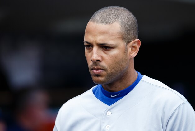May 22, 2014; Detroit, MI, USA; Texas Rangers right fielder Alex Rios (51) in the dugout against the Detroit Tigers at Comerica Park. Mandatory Credit: Rick Osentoski-USA TODAY Sports
