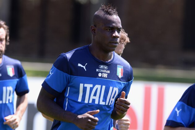 FLORENCE, ITALY - MAY 20:  Mario Balotelli of Italy during a training session at Coverciano on May 20, 2014 in Florence, Italy.  (Photo by Claudio Villa/Getty Images)