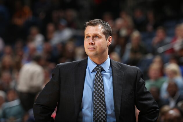 MEMPHIS, TN - DECEMBER 15: Dave Joerger head coach of the Memphis Grizzlies stands during the game against the Minnesota Timberwolves on December 15, 2013 at FedExForum in Memphis, Tennessee. NOTE TO USER: User expressly acknowledges and agrees that, by downloading and or using this photograph, User is consenting to the terms and conditions of the Getty Images License Agreement. Mandatory Copyright Notice: Copyright 2013 NBAE (Photo by Joe Murphy/NBAE via Getty Images)