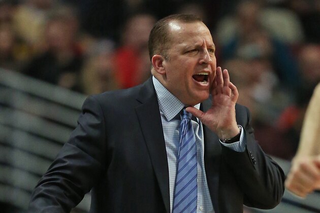 CHICAGO, IL - MARCH 24: Head coach Tom Thibodeau of the Chicago Bulls yells instructions to his team during a game against the Indiana Pacers at the United Center on March 24, 2014 in Chicago, Illinois. NOTE TO USER: User expressly acknowledges and agrees that, by downloading and or using this photograph, User is consenting to the terms and conditions of the Getty Images License Agreement. (Photo by Jonathan Daniel/Getty Images)