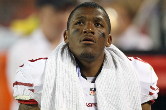 San Francisco 49ers running back LaMichael James (23) walks off the field after an NFL preseason game against the Kansas City Chiefs on Friday, Aug. 16, 2013 at Arrowhead Stadium in Kansas City, MO. (AP Photo/TUSP, Jay Biggerstaff)