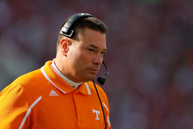 TUSCALOOSA, AL - OCTOBER 26:  Head coach Butch Jones of the Tennessee Volunteers looks on during the game against the Alabama Crimson Tide at Bryant-Denny Stadium on October 26, 2013 in Tuscaloosa, Alabama.  (Photo by Kevin C. Cox/Getty Images)
