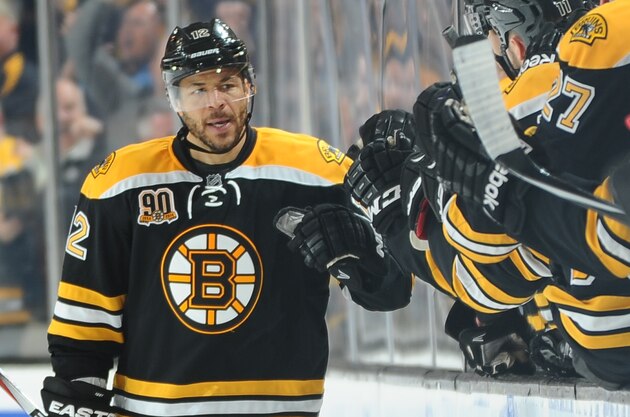 BOSTON, MA - MAY 14: Jarome Iginla #12 of the Boston Bruins celebrates his goal against the Montreal Canadiens in Game Seven of the Second Round of the 2014 Stanley Cup Playoffs at TD Garden on May 14, 2014 in Boston, Massachusetts. (Photo by Brian Babineau/NHLI via Getty Images)