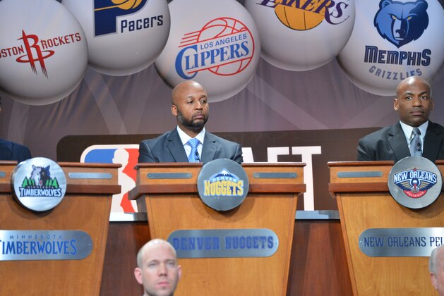 NEW YORK - MAY 20: Head Coach Brian Shaw of the Denver Nuggets during the 2014 NBA Draft Lottery on May 20, 2014 at the ABC News' 'Good Morning America' Times Square Studio in New York City.  NOTE TO USER: User expressly acknowledges and agrees that, by downloading and/or using this photograph, user is consenting to the terms and conditions of the Getty Images License Agreement. Mandatory Copyright Notice: Copyright 2014 NBAE (Photo by Jesse D. Garrabrant/NBAE via Getty Images)