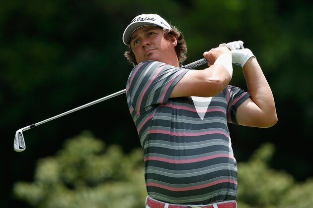 FORT WORTH, TX - MAY 24:  Jason Dufner tees off on the fourth hole during Round Three of the Crowne Plaza Invitational at Colonial at the Colonial Country Club on May 24, 2014 in Fort Worth, Texas.  (Photo by Scott Halleran/Getty Images)