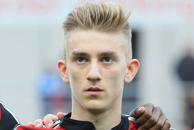 ROTHERHAM, ENGLAND - APRIL 16:  Sinan Kurt of Germany in actino during the  Under 18 International Friendly match between England U18 and Germany U18 at The New York Stadium on April 16, 2014 in Rotherham, England.  (Photo by Matthew Lewis/Getty Images)