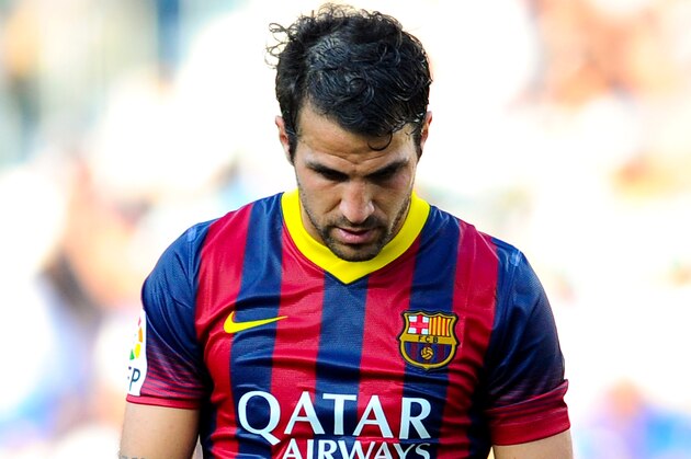 ELCHE, SPAIN - MAY 11:  Cesc Fabregas of FC Barcelona looks down during the La Liga match between Elche FC and FC Barcelona at Estadio Manuel Martinez Valero on May 11, 2014 in Elche, Spain.  (Photo by David Ramos/Getty Images)