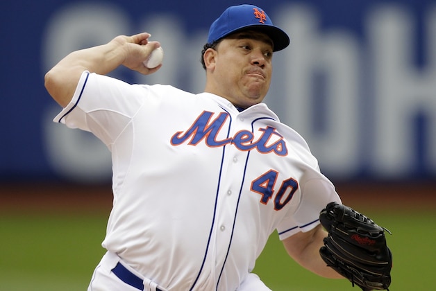 New York Mets' Bartolo Colon delivers a pitch during the first inning of a baseball game against the Pittsburgh Pirates Wednesday, May 28, 2014, in New York. (AP Photo/Frank Franklin II)