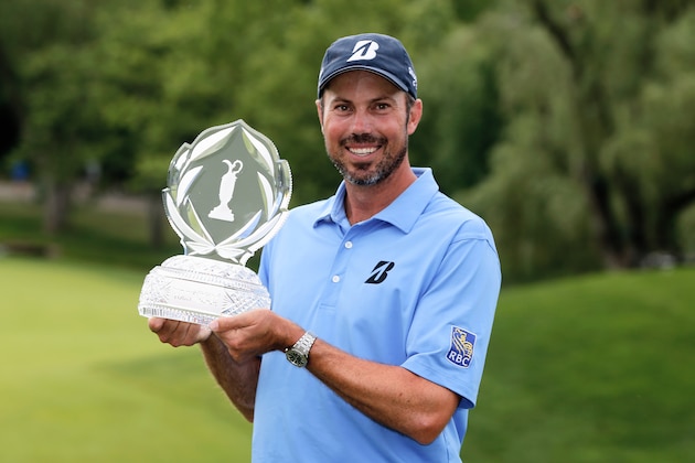DUBLIN, OH - JUNE 02:  Matt Kuchar poses with the trophy after his two-stroke victory at the Memorial Tournament presented by Nationwide Insurance at Muirfield Village Golf Club on June 2, 2013 in Dublin, Ohio.  (Photo by Scott Halleran/Getty Images)