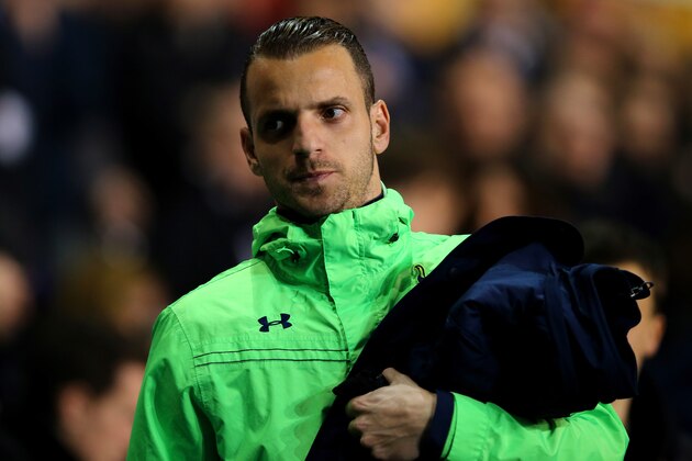 LONDON, ENGLAND - MARCH 13:  Substitute Roberto Soldado of Tottenham Hotspur looks on prior to the UEFA Europa League Round of 16 first leg match between Tottenham Hotspur FC and SL Benfica at White Hart Lane on March 13, 2014 in London, England.  (Photo by Clive Rose/Getty Images)