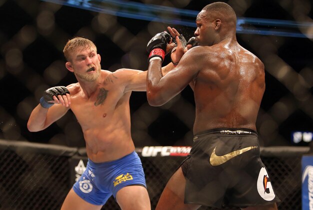 Sep 21, 2013; Toronto, Ontario, CAN; Alexander Gustafsson (left) fights Jon Jones during their Light Heavyweight Championship bout at UFC 165 at the Air Canada Centre. Mandatory Credit: Tom Szczerbowski-USA TODAY Sports