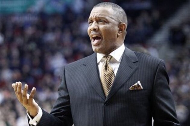 Phoenix Suns coach Alvin Gentry complains about a call from the bench during the second half of an NBA basketball game against the Portland Trail Blazers in Portland, Ore., Saturday, Dec. 22, 2012.  The Trail Blazers won 96-93.(AP Photo/Don Ryan)