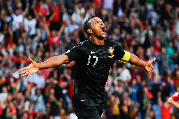 COIMBRA, PORTUGAL - OCTOBER 15:  Nani of Portugal celebrates after scoring his team's second goal during the FIFA 2014 World Cup Qualifier match between Portugal and Luxembourg at Estadio Cidade de Coimbra on October 15, 2013 in Coimbra, Portugal.  (Photo by David Ramos/Getty Images)
