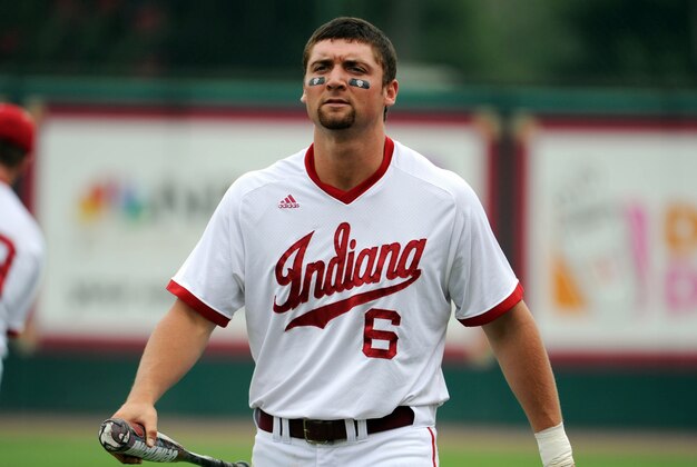 Jun 9, 2013; Tallahassee, FL, USA; Indiana Hoosiers first baseman Sam Travis (6) before the game against the Florida State Seminoles during the Tallahassee super regional of the 2013 NCAA baseball tournament at Dick Howser Stadium. Mandatory Credit: Melina Vastola-USA TODAY Sports