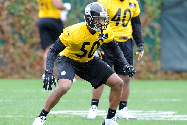 PITTSBURGH, PA - MAY 16:  Ryan Shazier #50 of the Pittsburgh Steelers participates in drills during rookie minicamp at the Pittsburgh Steelers Training Facility on May 16, 2014 in Pittsburgh, Pennsylvania.  (Photo by Joe Sargent/Getty Images)