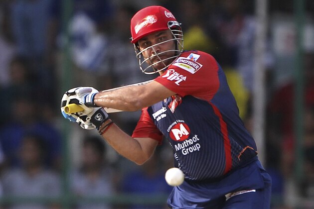 Delhi Daredevils batsman Virender Sehwag plays a shot during their Indian Premier League (IPL) cricket match against Rajasthan Royals in New Delhi, India, Sunday, April 29, 2012. (AP Photo)