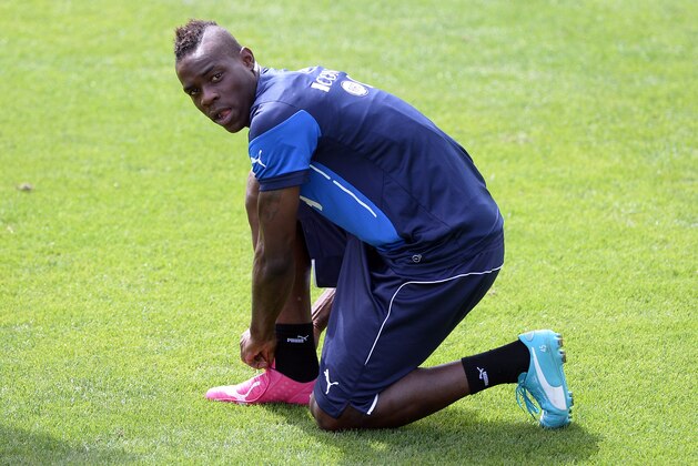 FLORENCE, ITALY - MAY 22:  Mario Balotelli of Italy during a training session at Coverciano on May 22, 2014 in Florence, Italy.  (Photo by Claudio Villa/Getty Images)