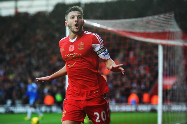 SOUTHAMPTON, ENGLAND - NOVEMBER 09:  Adam Lallana of Southampton celebrates after scoring during the Barclays Premier League match between Southampton and Hull City at St Mary's Stadium on November 9, 2013 in Southampton, England.  (Photo by Mike Hewitt/Getty Images)