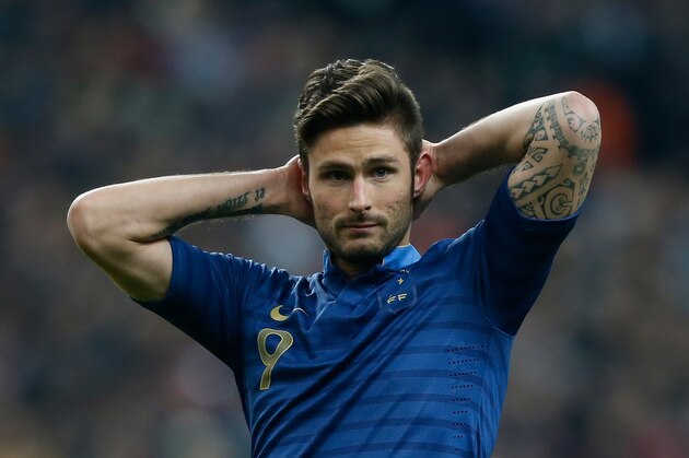 PARIS, FRANCE - NOVEMBER 19:  Olivier Giroud of France in action during the FIFA 2014 World Cup Qualifier 2nd Leg Playoff between France and Ukraine at the Stade de France on November 19, 2013 in Paris, France.  (Photo by Harry Engels/Getty Images)