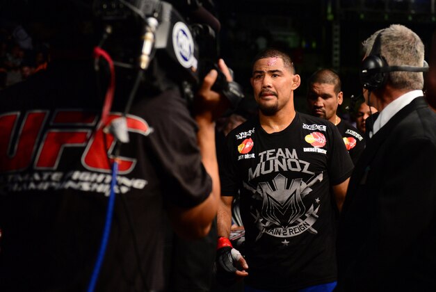 July 11, 2012; San Jose, CA, USA; Mark Munoz leaves the floor after being defeated by Chris Weidman (not pictured) in the middleweight bout of the UFC on Fuel TV at HP Pavilion. Mandatory Credit: Kyle Terada-USA TODAY Sports