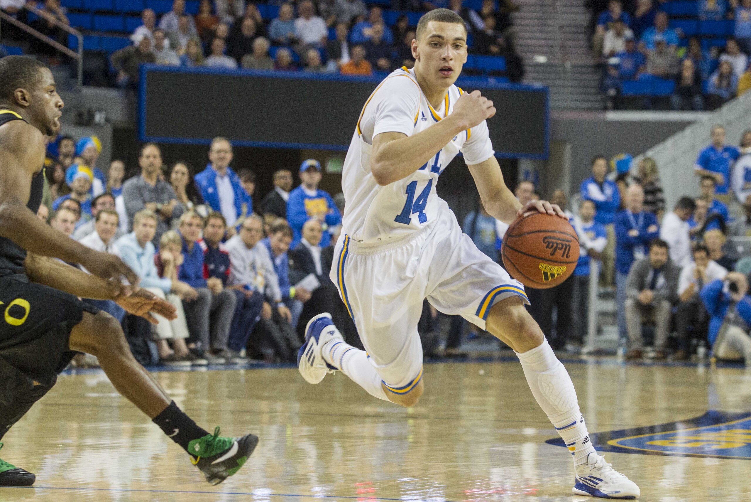 UCLA guard Zach LaVine #14 in the NCAA college basketball game against Oregon Thursday, Feb. 27, 2014, in Los Angeles. (AP Photo/Ringo H.W. Chiu)