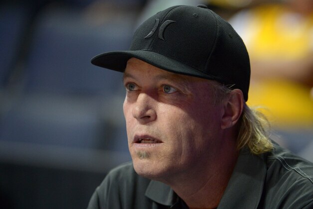 Oct 8, 2013; Ontario, CA, USA; Los Angeles Lakers executive vice president of player personnel Jim Buss attends the game against the Denver Nuggets at Citizens Business Bank Arena. The Lakers defeated the Nuggest 90-88. Mandatory Credit: Kirby Lee-USA TODAY Sports