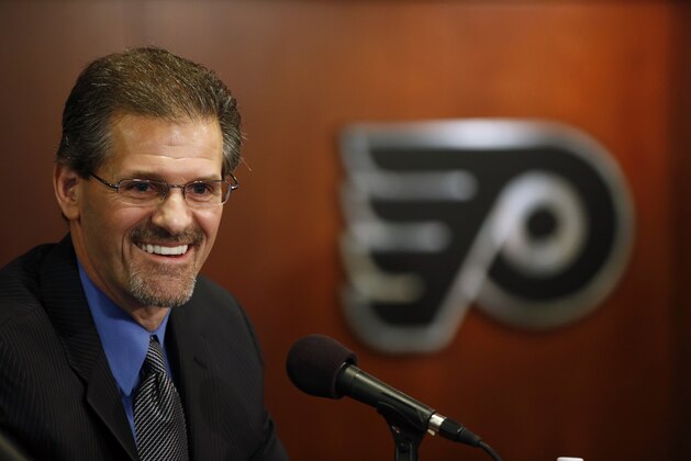 New Philadelphia Flyers general manager Ron Hextall speaks during an NHL hockey news conference, Wednesday, May 7, 2014, in Philadelphia. (AP Photo/Matt Slocum)