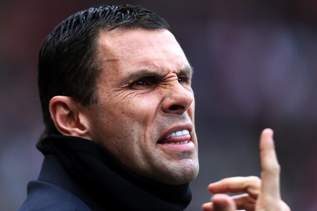 Sunderland's manager Gus Poyet looks on ahead of their English Premier League soccer match against Crystal Palace at the Stadium of Light, Sunderland, England, Saturday, March 15, 2014. (AP Photo/Scott Heppell)